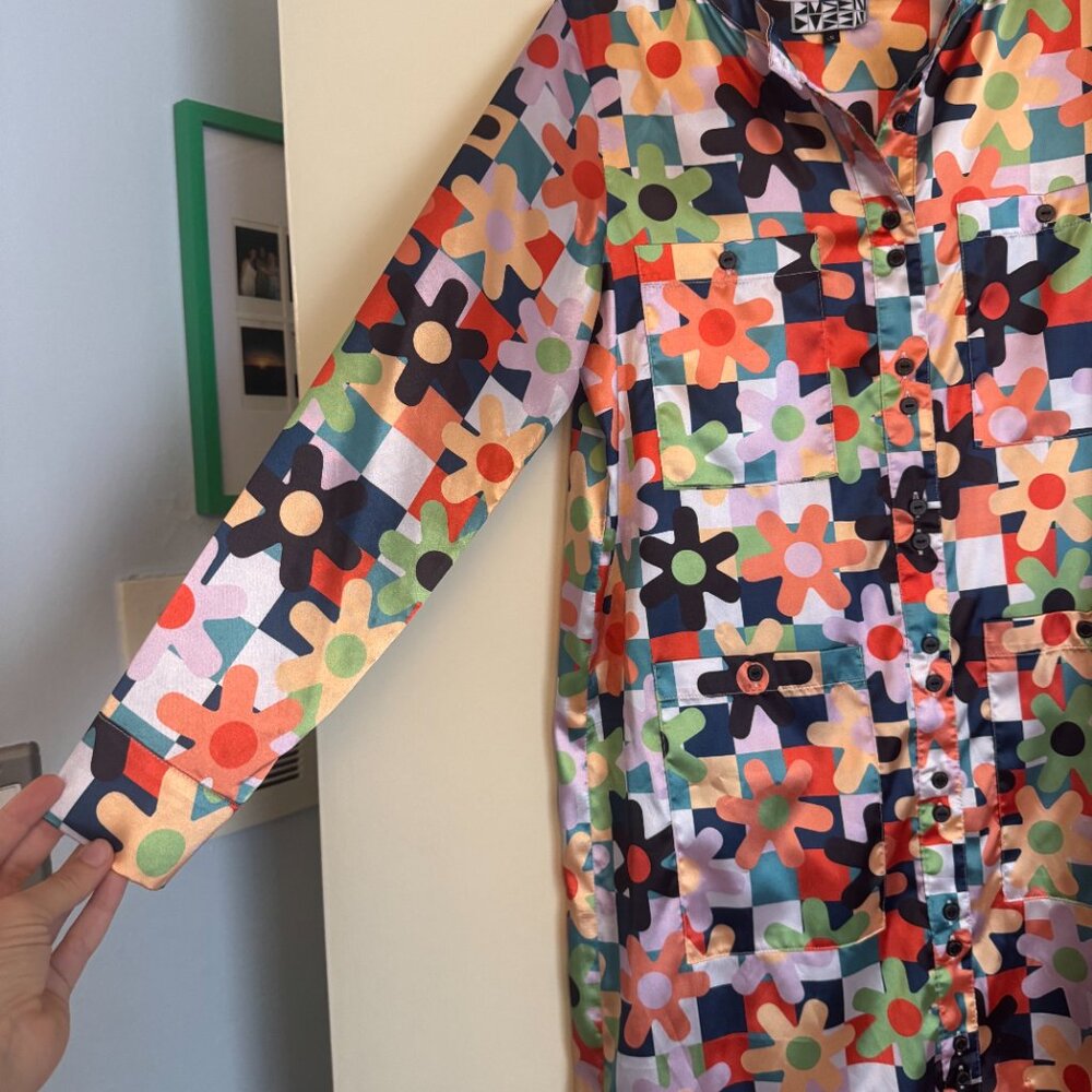 Dusen Dusen Multicolor Daisy Pattern Button Down … - image 2